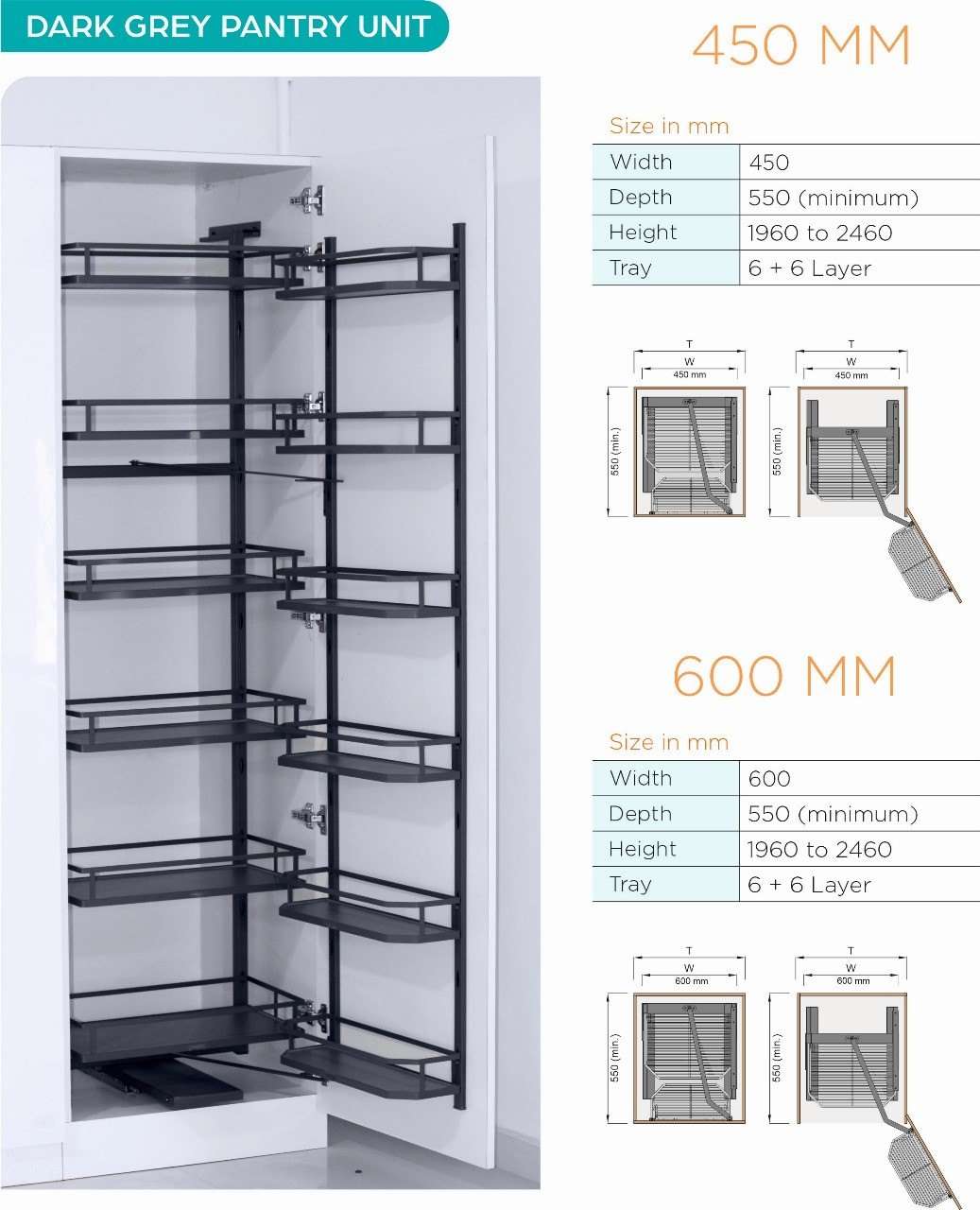 Pantry Pull Out size  450 mm