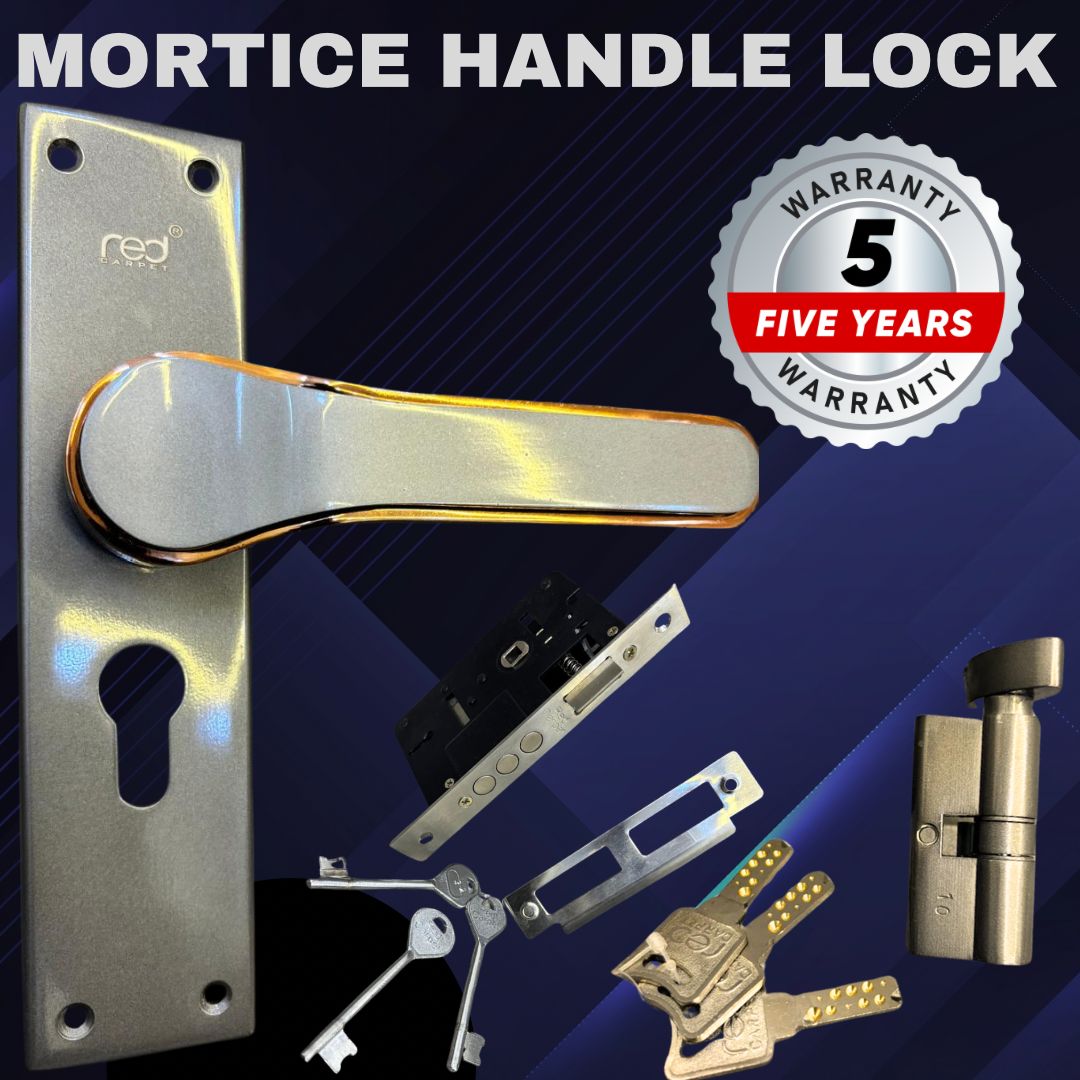 803 Closed 8"- Grey & Rose Gold Mortice Handle