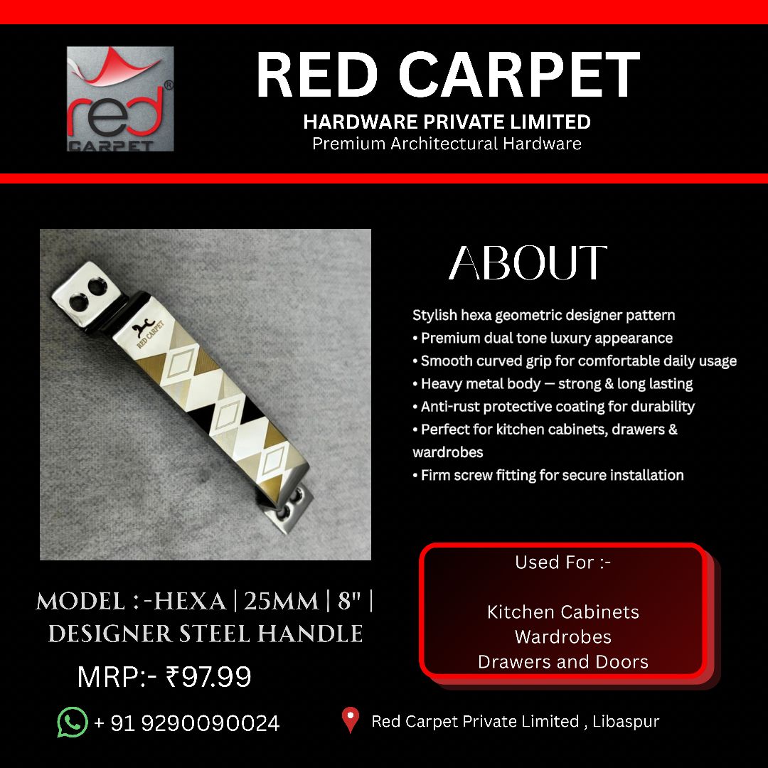 HEXA | 25MM | 8" | DESIGNER STEEL HANDLE